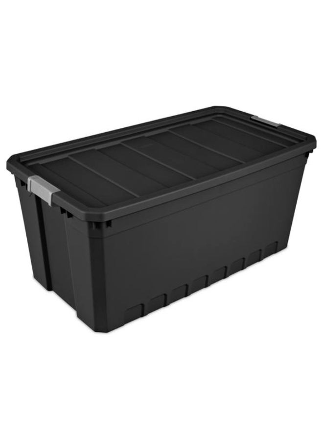 Sterilite Latch Closure Rectangular Stacker Storage Tote Black and Grey 50 Gal 4387460 - Image 1
